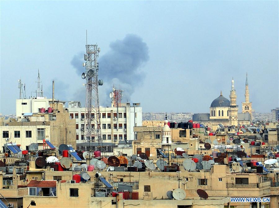 SYRIA-DAMASCUS-REBELS-MORTAR-ATTACK