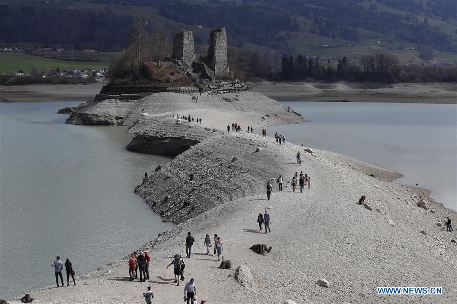 SWITZERLAND-BULLE-LAKE-GRUYERE-WATER LEVEL-LOWERING