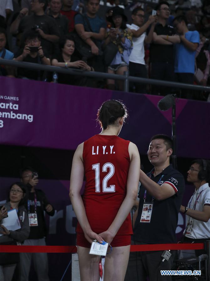 (SP)INDONESIA-JAKARTA-ASIAN GAMES-WOMEN'S VOLLEYBALL-CHINA VS KAZAKHSTAN