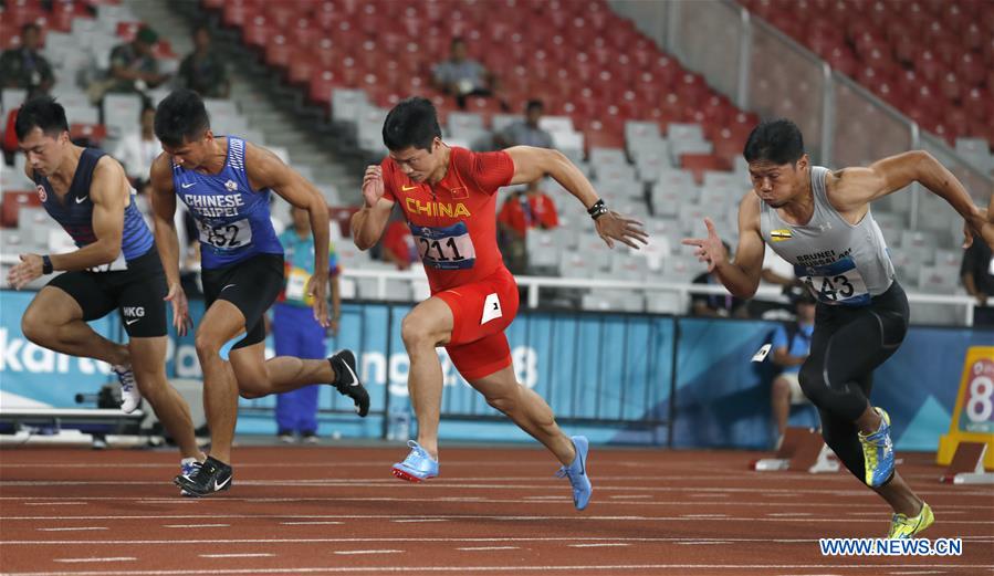 (SP)INDONESIA-JAKARTA-ASIAN GAMES-ATHLETICS-MEN'S 100M QUALIFICATION