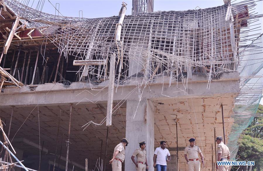 INDIA-BENGALURU-UNDER-CONSTRUCTION CAR PARKING BUILDING-COLLAPSE