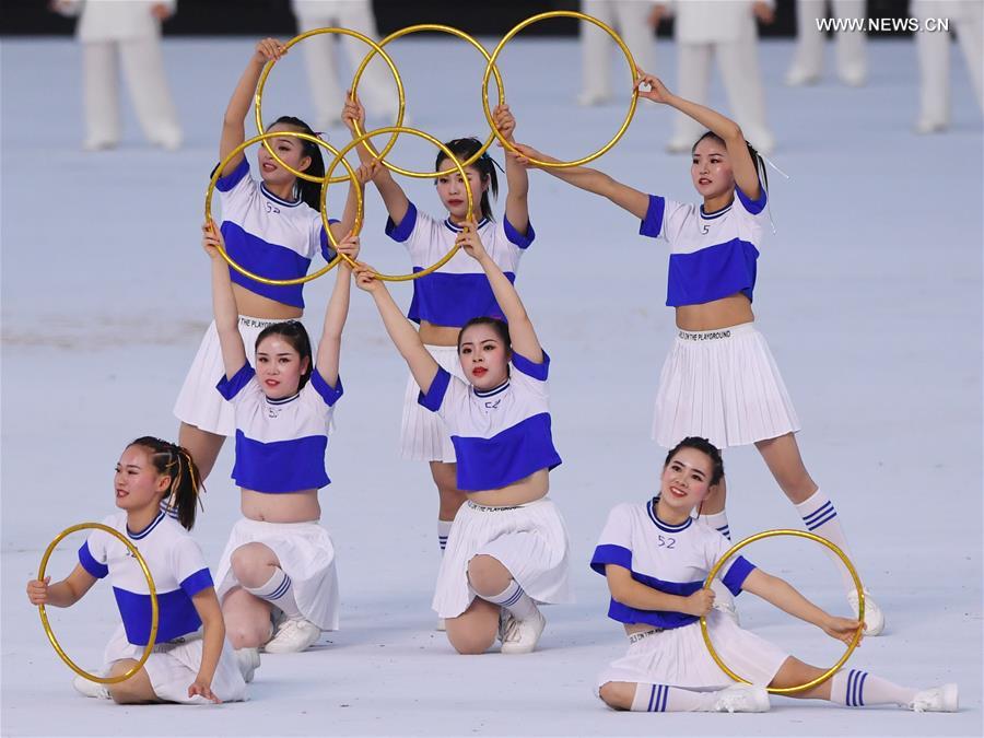 (SP)CHINA-WUHAN-7TH MILITARY WORLD GAMES-OPENING CEREMONY-WARMING-UP