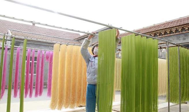 In pics: colored noodles at workshop in Binzhou, east China's Shandong